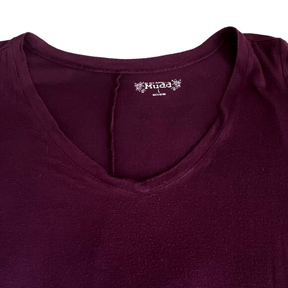 Mudd Shirt Dress Tunic Purple Asymmetric L Women Soft Rayon Flowy Boho Lagenlook - Picture 5 of 12